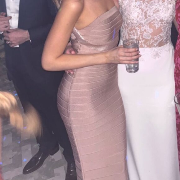 Herve Leger Sequin Bruna Gown in BARE - Picture 5 of 7